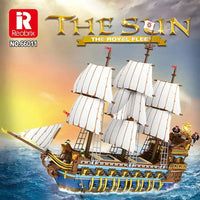 Thumbnail for Building Blocks Creator Expert MOC The Royal Fleet Sun Pirates Ship Bricks Toy - 2