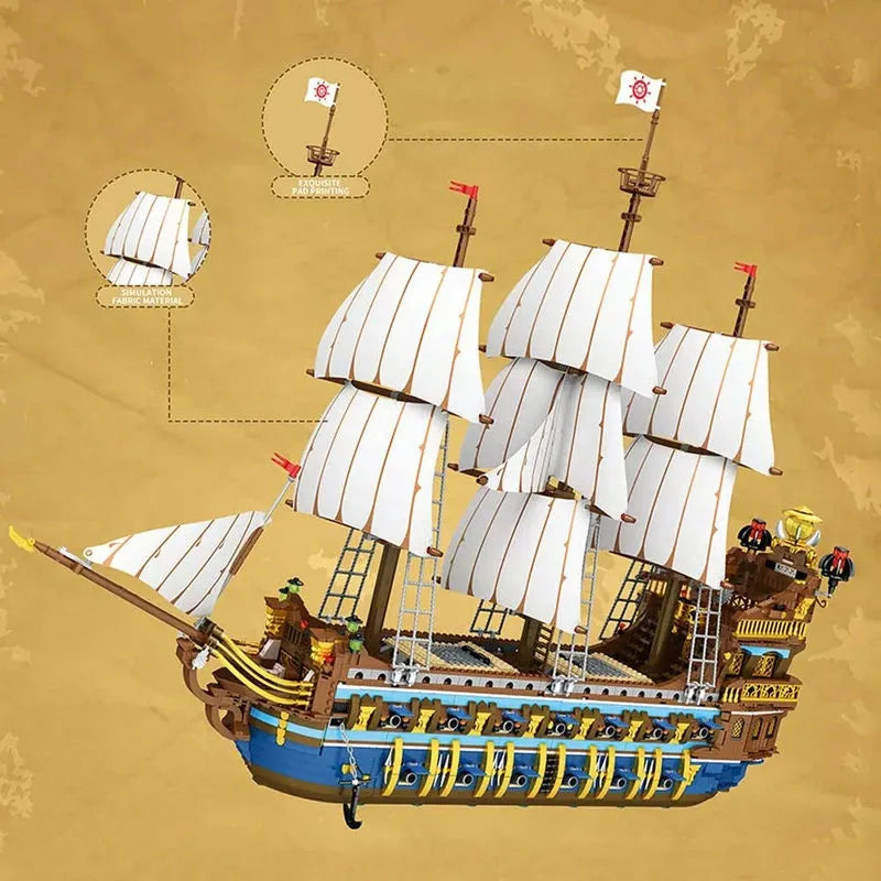 Building Blocks Creator Expert MOC The Royal Fleet Sun Pirates Ship Bricks Toy - 4