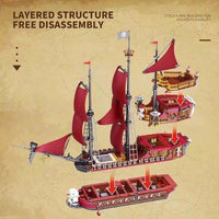 Thumbnail for Building Blocks Creator MOC The Royal Pirate Revenge Ship Bricks Toy 66010 - 6