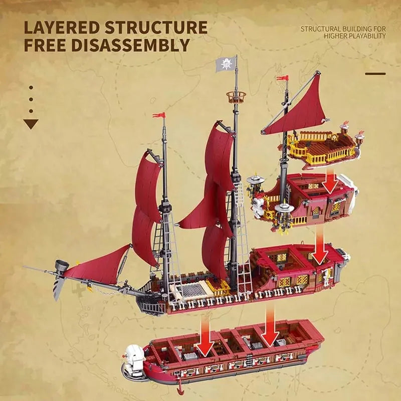 Building Blocks Creator MOC The Royal Pirate Revenge Ship Bricks Toys - 5
