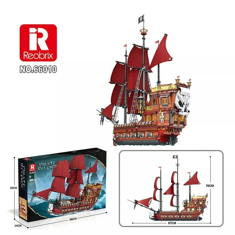 Building Blocks Creator MOC The Royal Pirate Revenge Ship Bricks Toys - 7