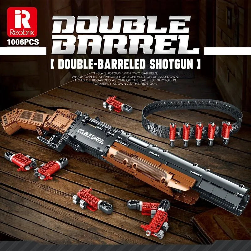 Building Blocks Military MOC Double Barrel Shotgun Gun Bricks Toys - 2
