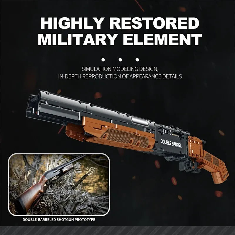 Building Blocks Military MOC Double Barrel Shotgun Gun Bricks Toys - 4
