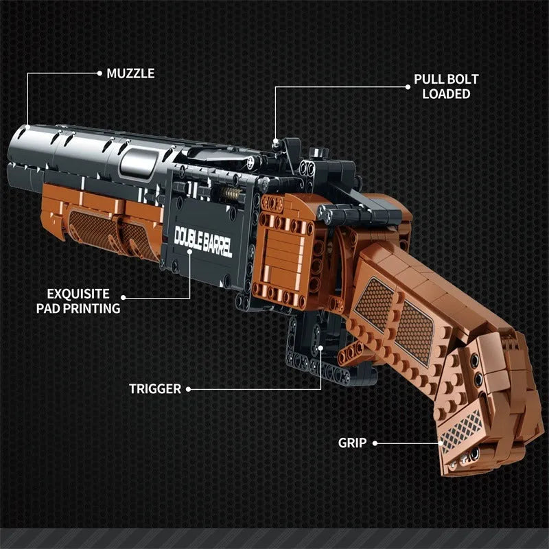 Building Blocks Military MOC Double Barrel Shotgun Gun Bricks Toys - 5