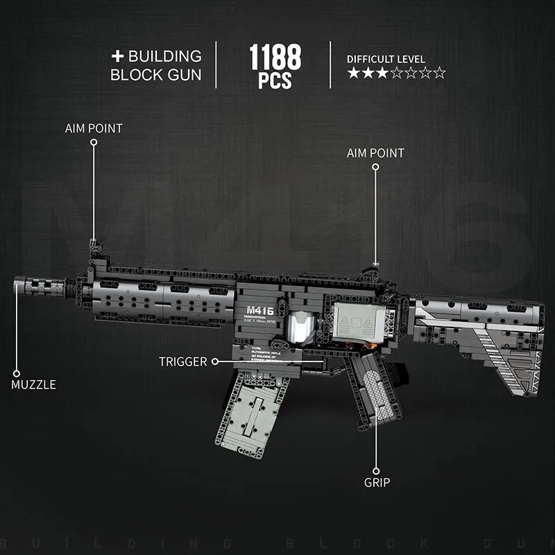Building Blocks Military MOC M416 Assault Rifle Guns Bricks Toys 77004 Construction Set Toys - 4