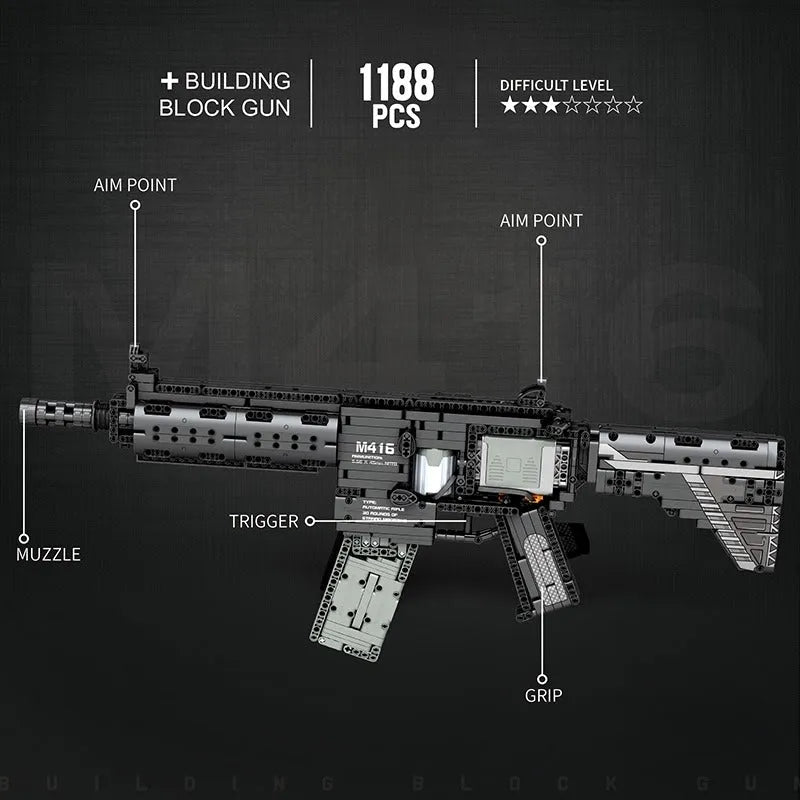 Building Blocks Military MOC M416 Assault Rifle Guns Bricks Toys 77004 - 4