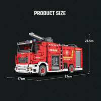 Thumbnail for Building Blocks MOC 22008 RC APP Water Jet City Fire Ladder Truck Bricks Toys - 5