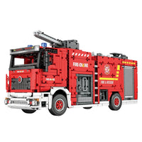 Thumbnail for Building Blocks MOC 22008 RC APP Water Jet City Fire Ladder Truck Bricks Toys - 2