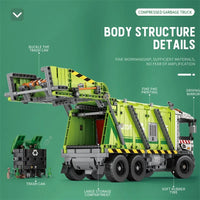 Thumbnail for Building Blocks MOC 22022 RC APP Compressed Garbage Truck Bricks Toy - 4