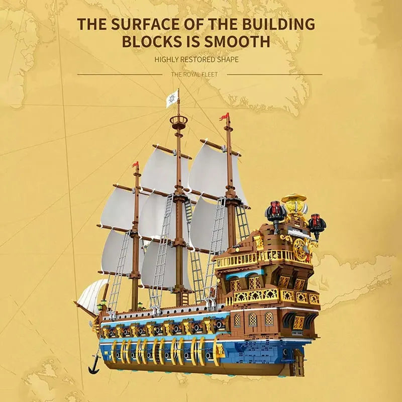 Building Blocks MOC 66011 Creator The Royal Fleet Sun Pirate Ship Bricks Toy - 3