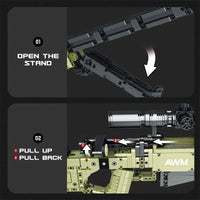 Thumbnail for Building Blocks MOC 77026 Military Super Magnum AWM Sniper Gun Bricks Toys - 6