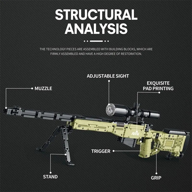 Building Blocks MOC 77026 Military Super Magnum AWM Sniper Gun Bricks Toys - 4