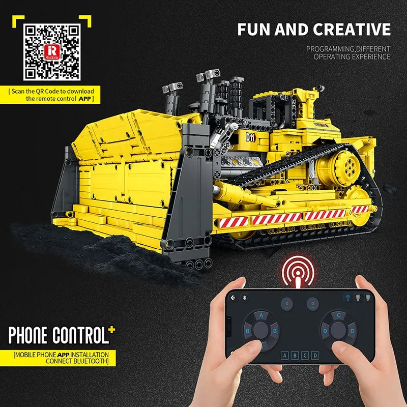 Building Blocks MOC APP Mechanical RC D11 Bulldozer Bricks Toys 22001 - 5