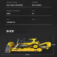 Thumbnail for Building Blocks MOC APP Mechanical RC D11 Bulldozer Bricks Toys 22001 - 9