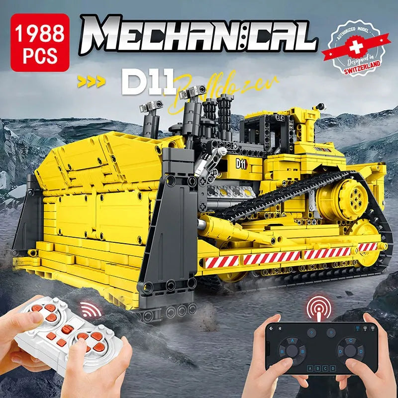 Building Blocks MOC APP Mechanical RC D11 Bulldozer Bricks Toys 22001 - 2