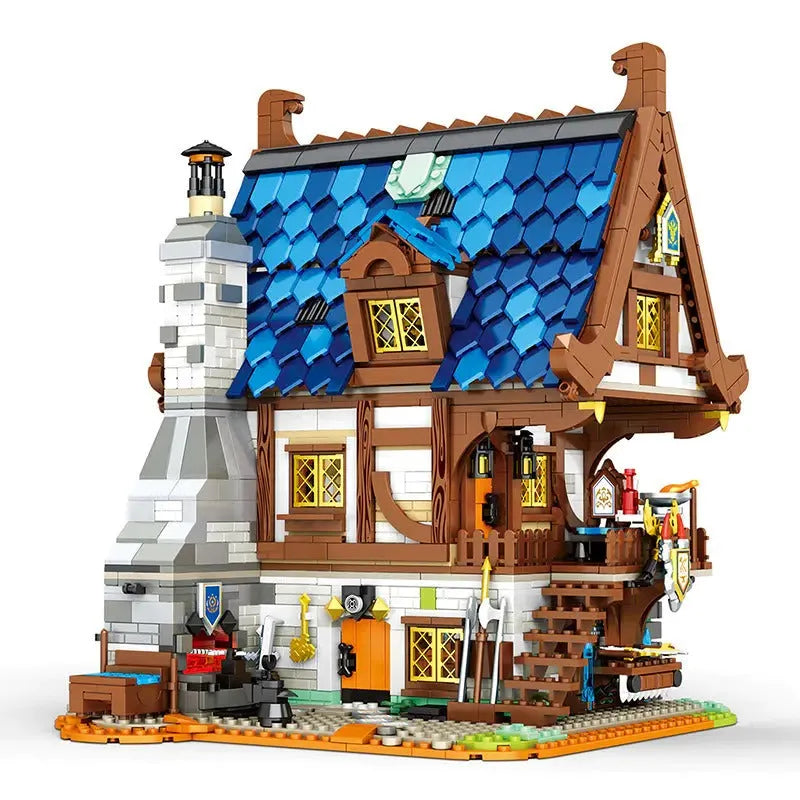Building Blocks MOC Creator Expert Medieval Town Blacksmith Bricks Toy 66005 Construction Set Toys - 1