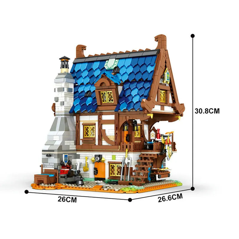 Building Blocks MOC Creator Expert Medieval Town Blacksmith Bricks Toy 66005 - 5