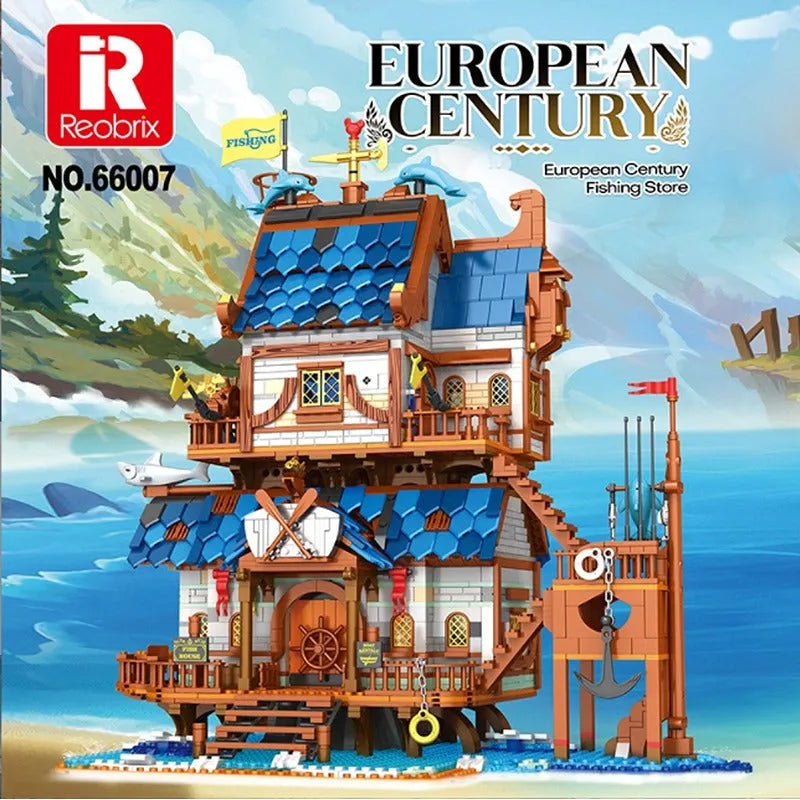 Building Blocks MOC Creator Expert Medieval Town Fishing Store Bricks Toy 66007 Construction Set Toys - 2