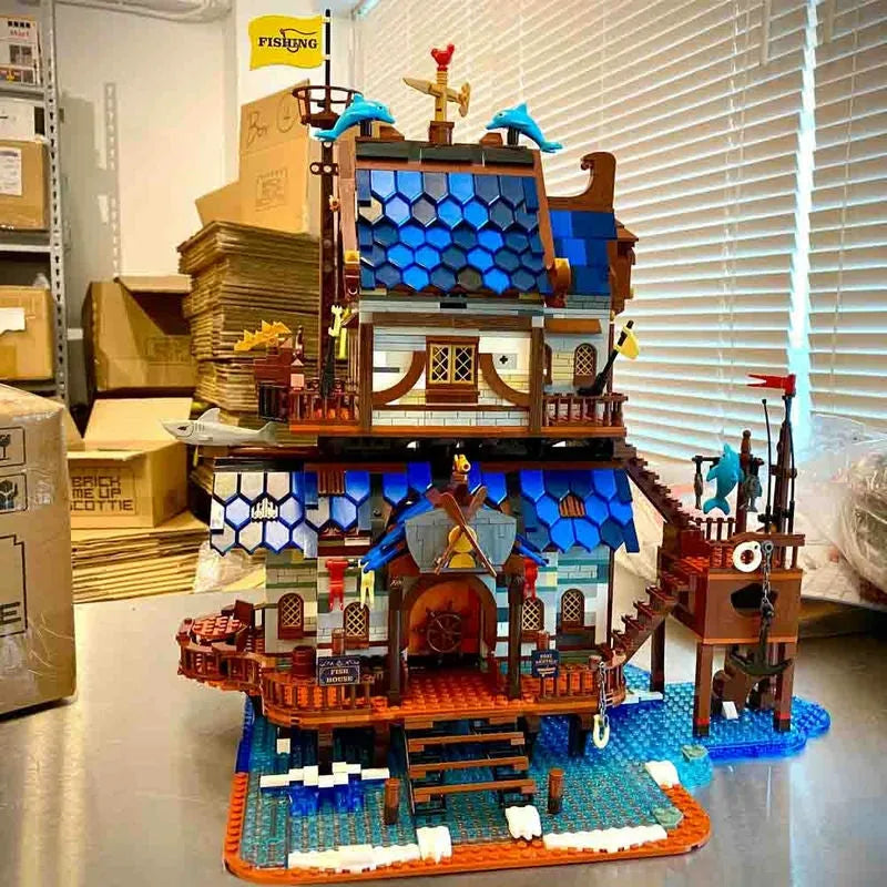 Building Blocks MOC Creator Expert Medieval Town Fishing Store Bricks Toy 66007 Construction Set Toys - 11