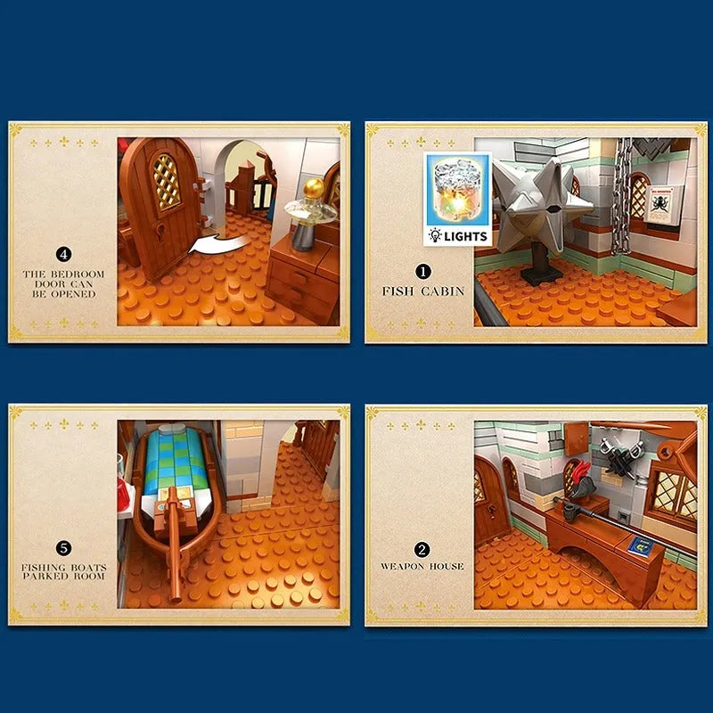 Building Blocks MOC Creator Expert Medieval Town Fishing Store Bricks Toy 66007 Construction Set Toys - 4