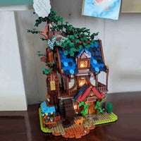 Thumbnail for Building Blocks MOC Creator Expert Medieval Town Tree House Bricks Toy - 12
