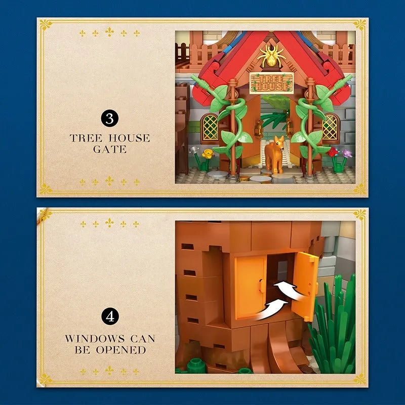 Building Blocks MOC Creator Expert Medieval Town Tree House Bricks Toy - 7