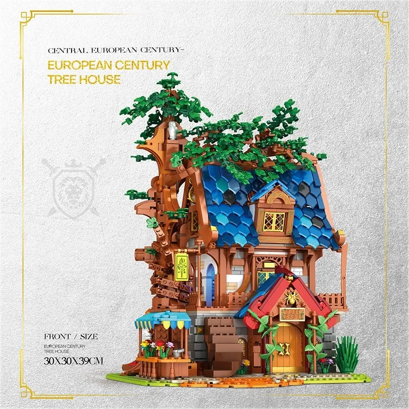 Building Blocks MOC Creator Expert Medieval Town Tree House Bricks Toy - 5