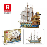 Thumbnail for Building Blocks MOC Expert The Royal Fleet Sun Pirate Ship Bricks Toys 66011 - 7