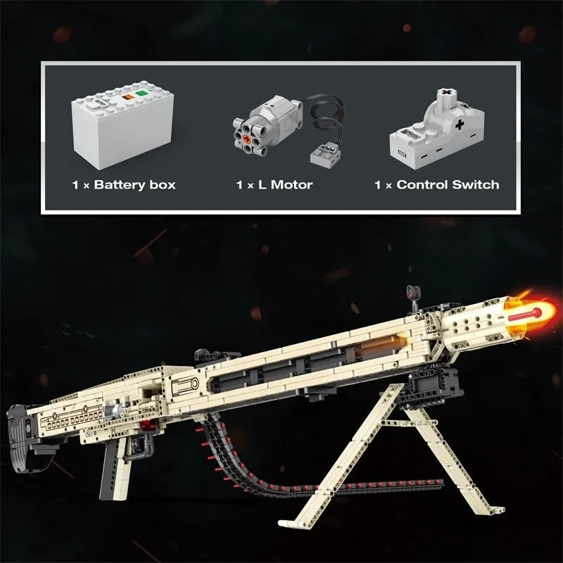 Building Blocks MOC Military MG24 Electric Machine Gun Bricks Kids Toys - 3
