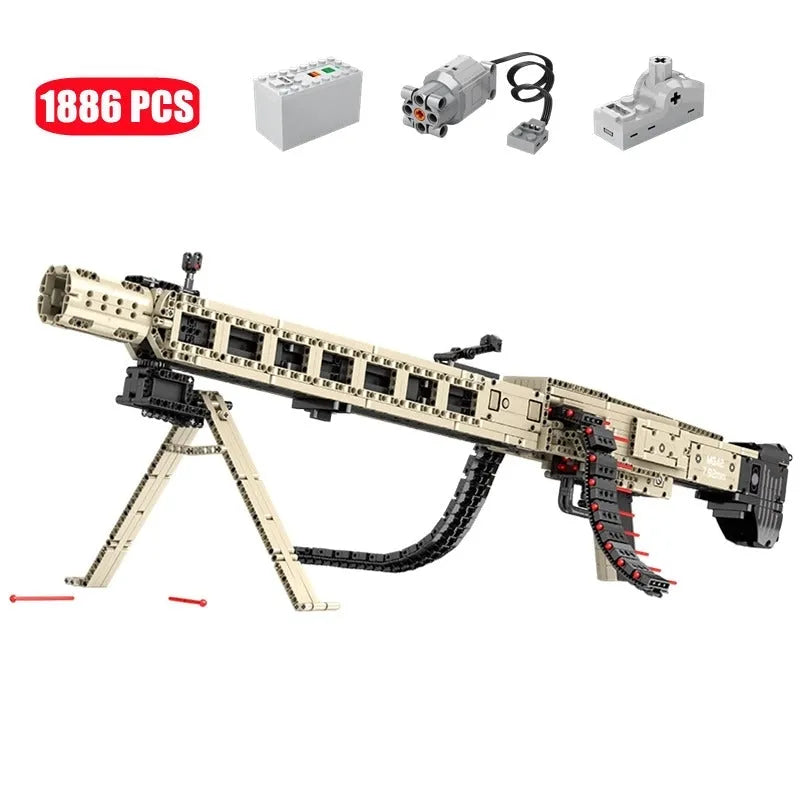 Building Blocks MOC Military MG24 Electric Machine Gun Bricks Kids Toys - 7