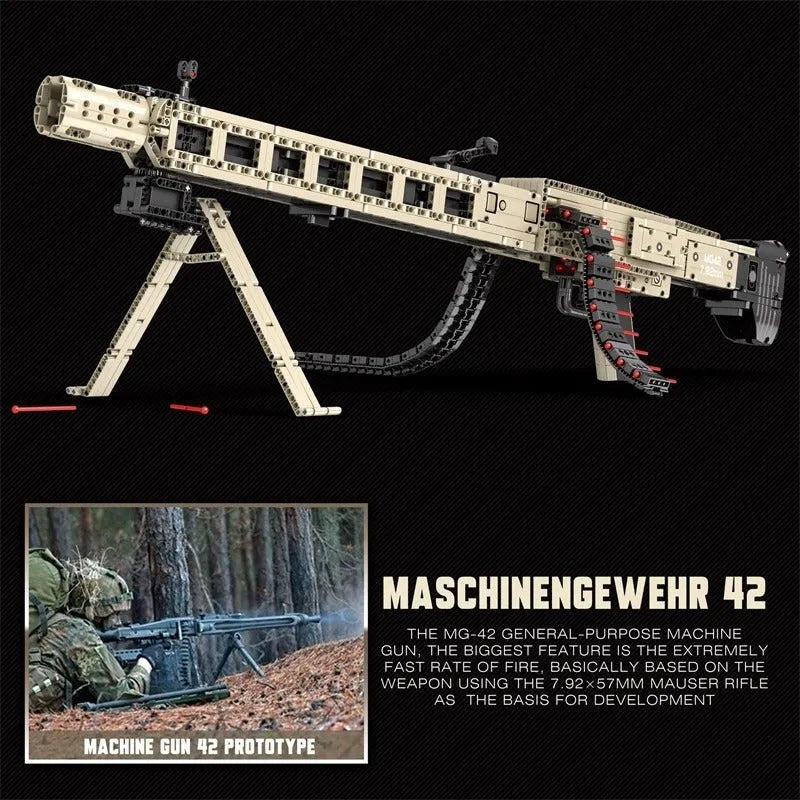 Building Blocks MOC Military MG24 Electric Machine Gun Bricks Kids Toys - 6