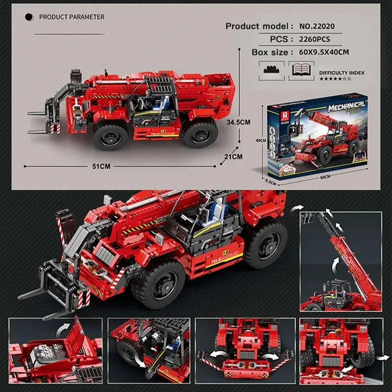 Building Blocks MOC Motorized Telescopic Arm Forklift Truck Bricks Toy - 7