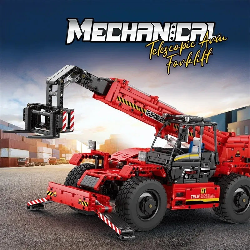 Building Blocks MOC Motorized Telescopic Arm Forklift Truck Bricks Toy - 2