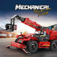 Thumbnail for Building Blocks MOC Motorized Telescopic Arm Forklift Truck Bricks Toy - 2