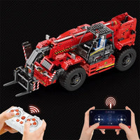 Thumbnail for Building Blocks MOC Motorized Telescopic Arm Forklift Truck Bricks Toy - 4