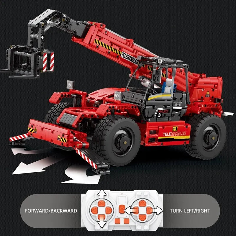 Building Blocks MOC Motorized Telescopic Arm Forklift Truck Bricks Toy - 5