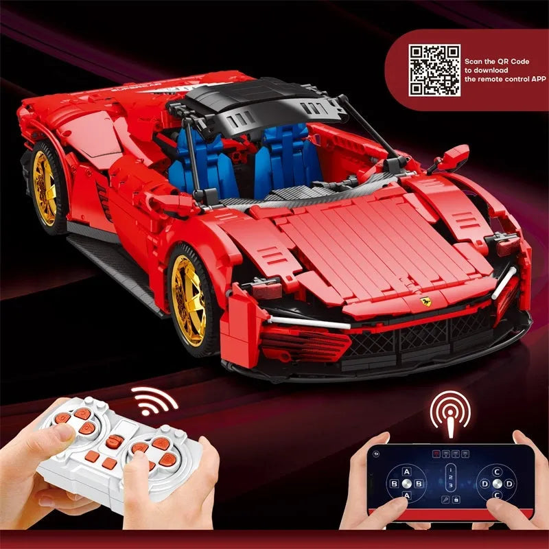Building Blocks MOC RC Motorized Ferrari Daytona SP3 Racing Car Bricks Toy 11025 Construction Set Toys - 4