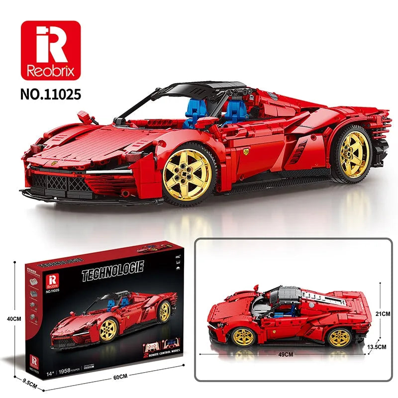 Building Blocks MOC RC Motorized Ferrari Daytona SP3 Racing Car Bricks Toy 11025 Construction Set Toys - 8