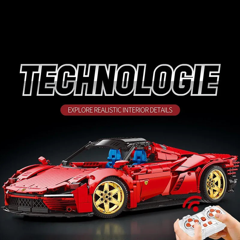 Building Blocks MOC RC Motorized Ferrari Daytona SP3 Racing Car Bricks Toy 11025 Construction Set Toys - 1