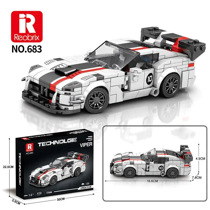 683 Tech MOC Tech 683 Dodge Viper Hyper Racing Car Bricks Toys