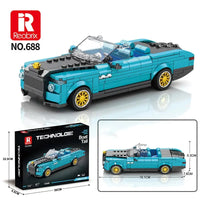 Thumbnail for Building Blocks MOC Tech 688 RR Boat Tail Classic Racing Car Bricks Toy - 2