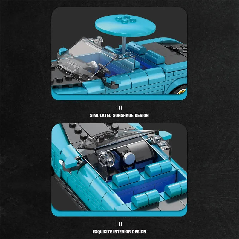Building Blocks MOC Tech 688 RR Boat Tail Classic Racing Car Bricks Toy Construction Set Toys - 6