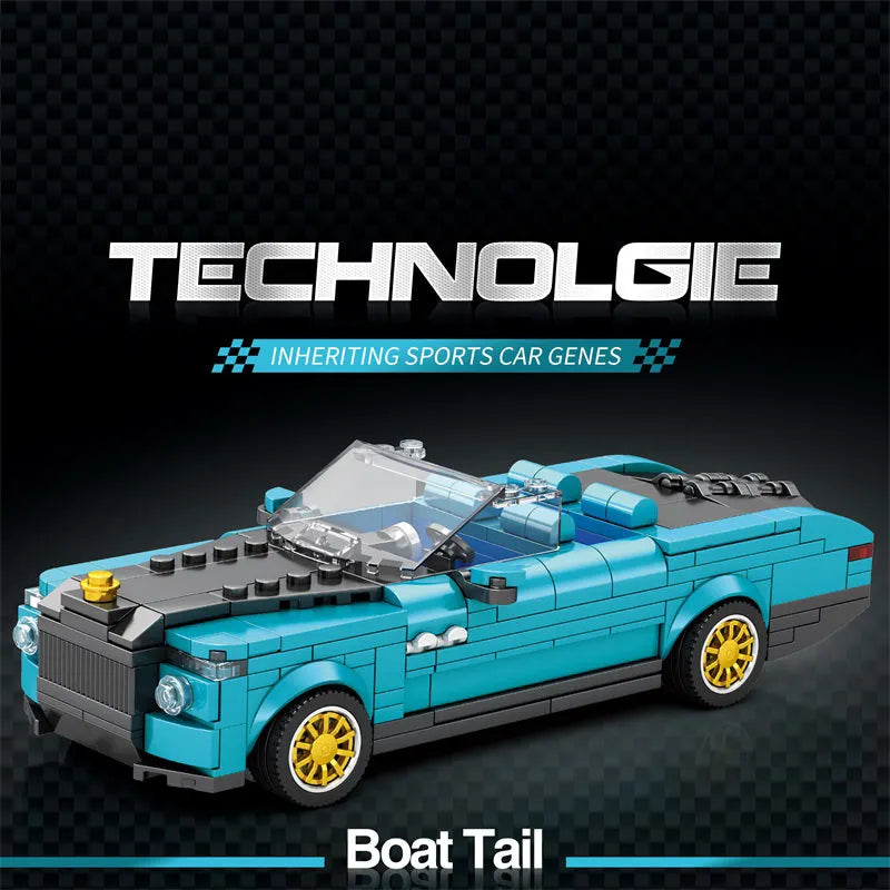 Building Blocks MOC Tech 688 RR Boat Tail Classic Racing Car Bricks Toy - 1