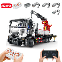 Thumbnail for Building Blocks MOC Tech APP Motorized RC Crane Truck Bricks Toy 22011 - 1