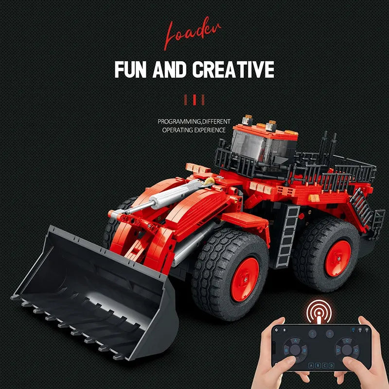 Building Blocks MOC Tech APP Motorized RC Excavator Loader Truck Bricks Toys - 4