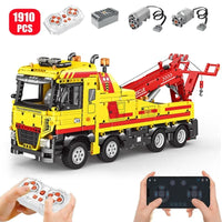 Thumbnail for Building Blocks MOC Tech APP Motorized RC Wrecker Truck Bricks Toy 22012 Construction Set Toys - 1