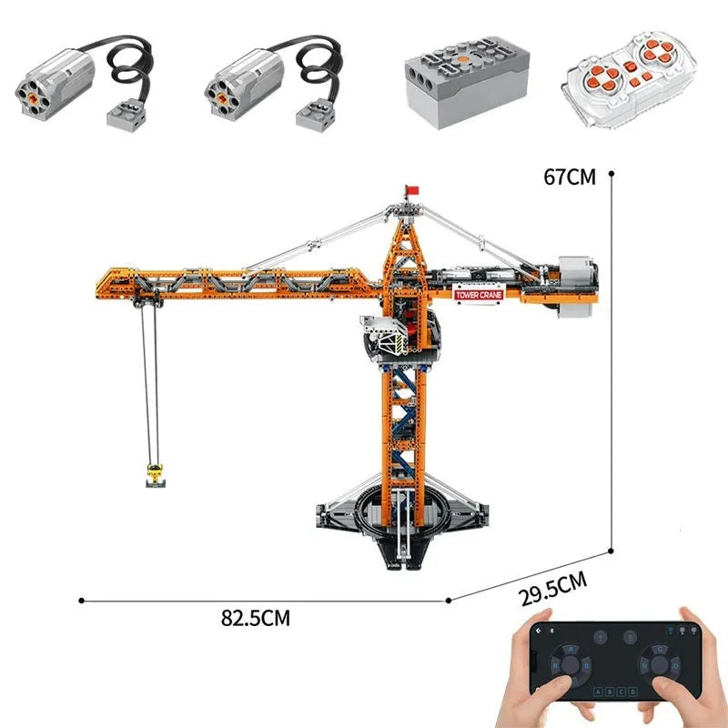 Building Blocks Tech Expert APP Motorized RC Tower Crane Bricks Toy Construction Set Toys - 1