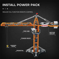 Thumbnail for Building Blocks Tech Expert APP Motorized RC Tower Crane Bricks Toy Construction Set Toys - 7