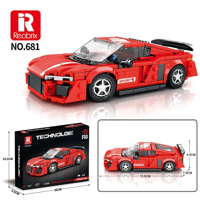 Building Blocks Tech MOC 681 Audi R8 Super Racing Car Bricks Toy Construction Set Toys - 2