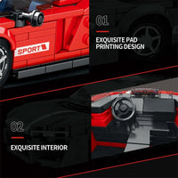 Thumbnail for Building Blocks Tech MOC 681 Audi R8 Super Racing Car Bricks Toy Construction Set Toys - 6